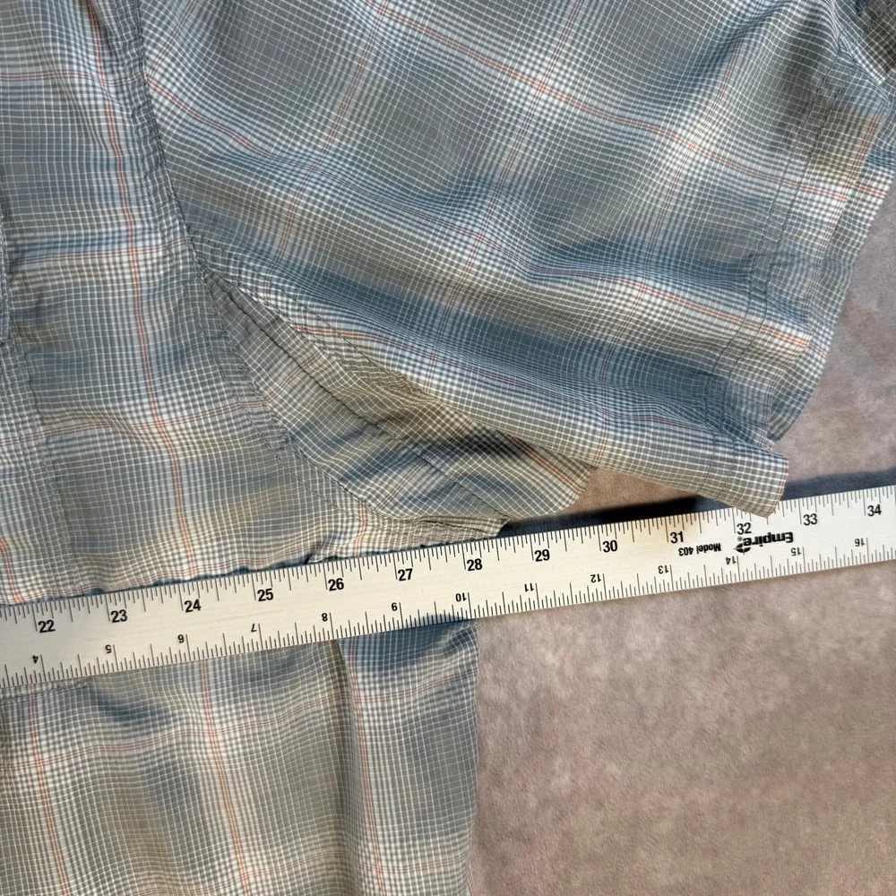 Duluth Trading Co Shirt Mens 2XL Grey Plaid Untucked Relaxed Fit Short Sleeve